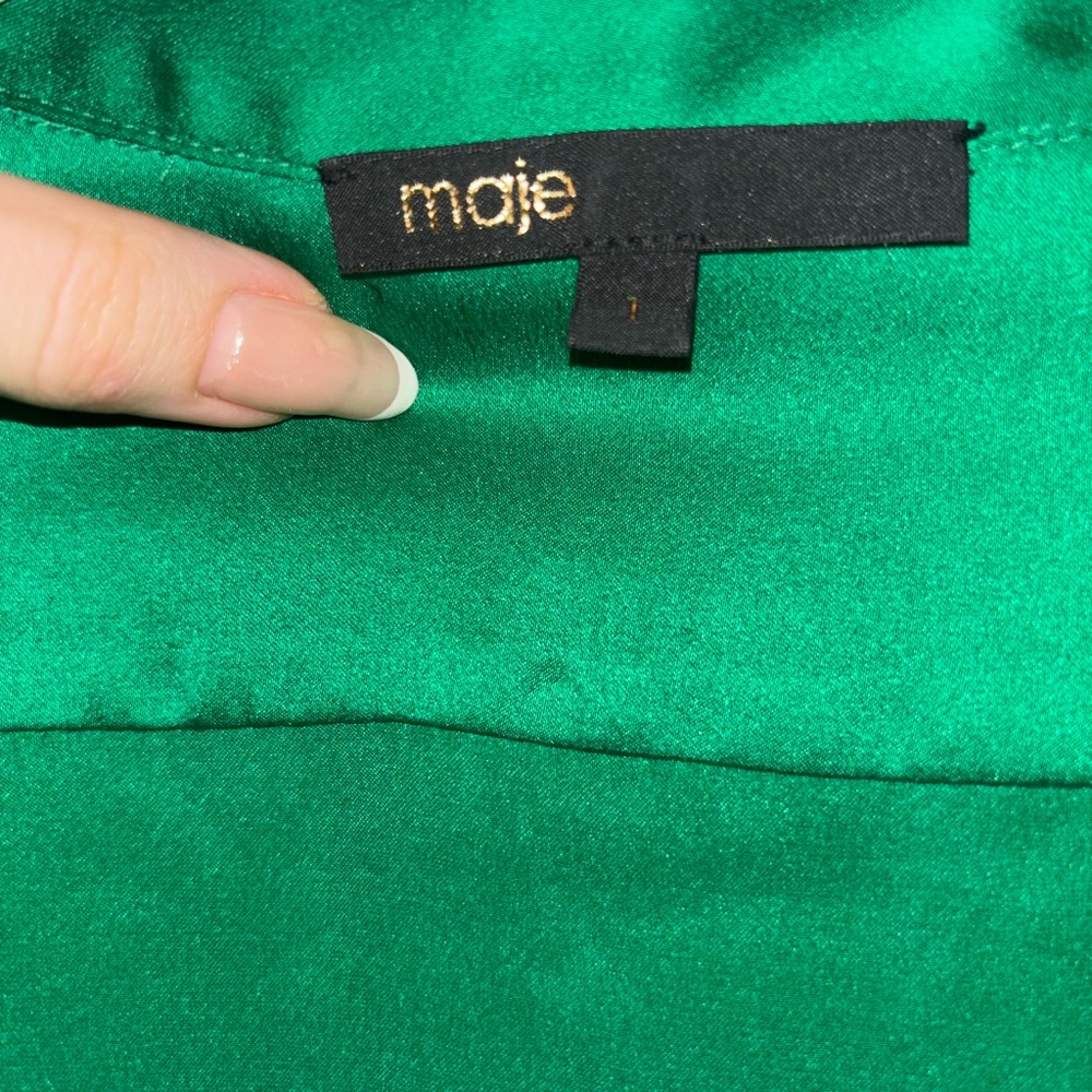 Maje Green Satin Fabric